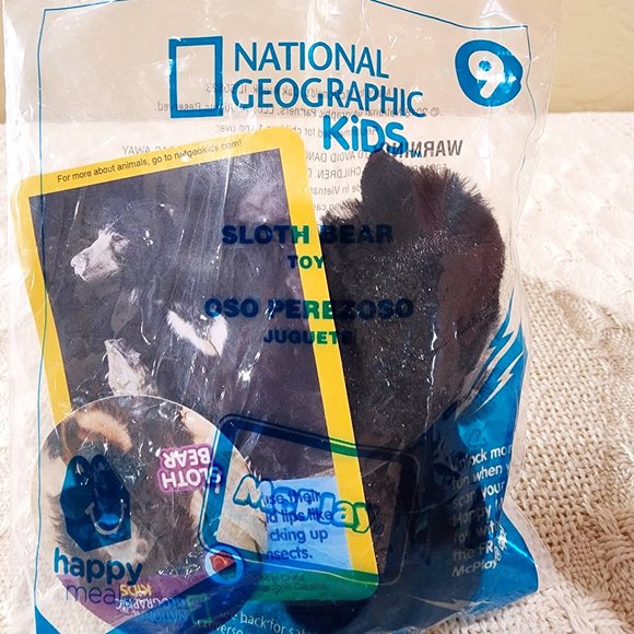 McDonalds 2018 Happy Meal Toy: SLOTH BEAR #9 National Geographic KIDS - Picture 2 of 3